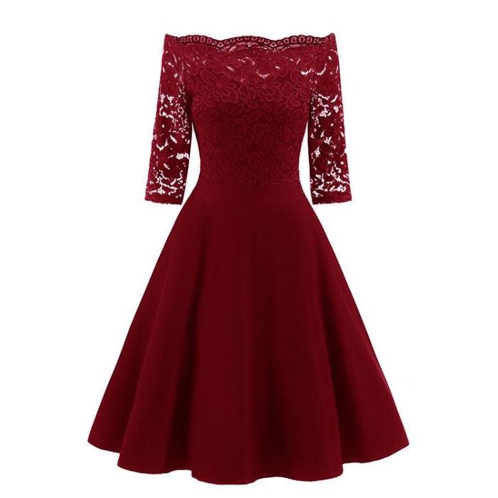 elegant Women's short Lace Evening dresses  A-line Sexy Prom party gown The high quality dress
