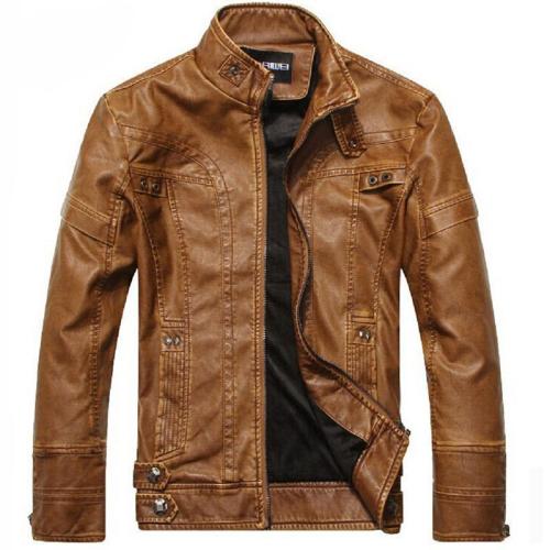 Men Plus Size High Quality Motorcycle Classic Leather Jacket