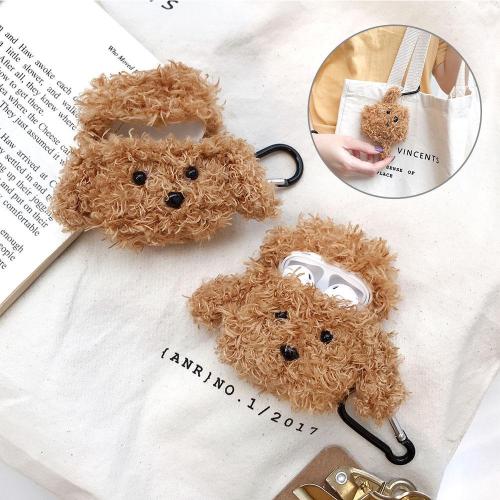 Winter Warm Teddy Bear Plush AirPod Case Cover With Hat