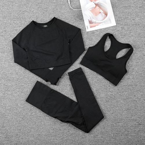 Women Seamless Sports Suits Fitness Yoga Set Gym Workout Clothing Long Sleeve Crop Top Shirts High Waist Running Leggings pants