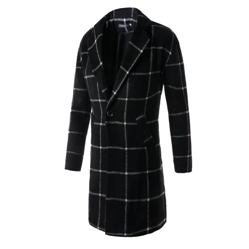 Fashion Hot Sale Classic Lapel Woolen Plaid Long Coat