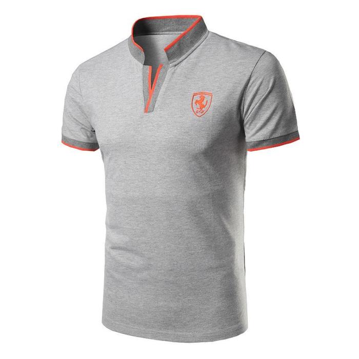 Men Daily Sports Stand Neck Active Slim Polo T Shirt