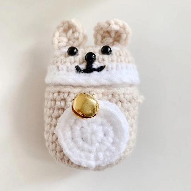 Cartoon Mouse Handmade Knitted Plush Doll Winter AirPod Case