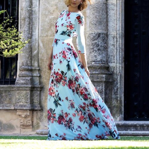 Elegant Floral Maxi Vacation Dress
