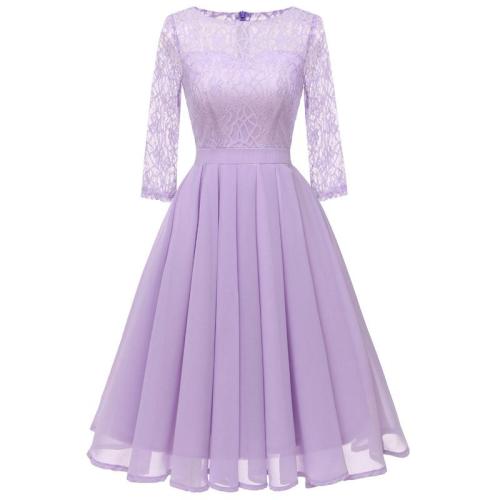 short Solid color lace evening gown chiffon party dresses prom gown wholesale fashion Evening Dress Big yards formal dress