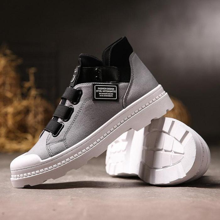 Men's fashion color matching buckle canvas sneakers DWQ35