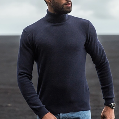 Slim-Fit Solid-Neck Turtleneck Sweater