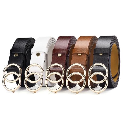 105cm Women Wild Strap Belts Casual Solid Double Ring Circle Buckle Girl Belt Jeans Dress PU Leather Waistband