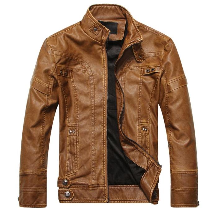 Winer Faux Suede Leather Men Coat Fleece Jacket 6098