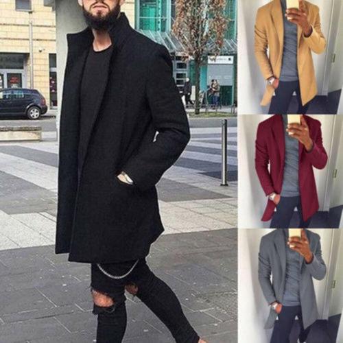 NEW Autumn Winter Men Casual Coat Thicken Woolen Trench Coat Business Male Solid Classic Overcoat Medium Long Jackets Tops