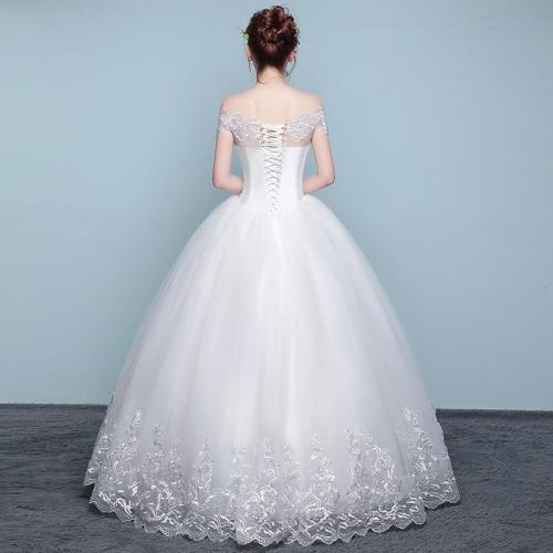 New Wedding Dress Lace Boat Neck Ball Gown Off The Shoulder Princess Plus Size Wedding Dresses