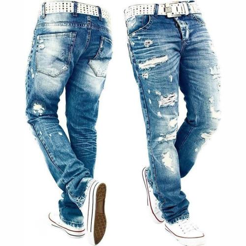 Solid Casual Hole Pocket Mid Waist Jeans