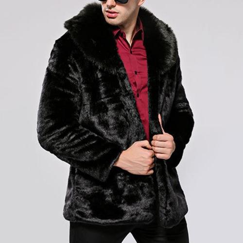 Men's Suede Leather Faux Fur Winter Coat
