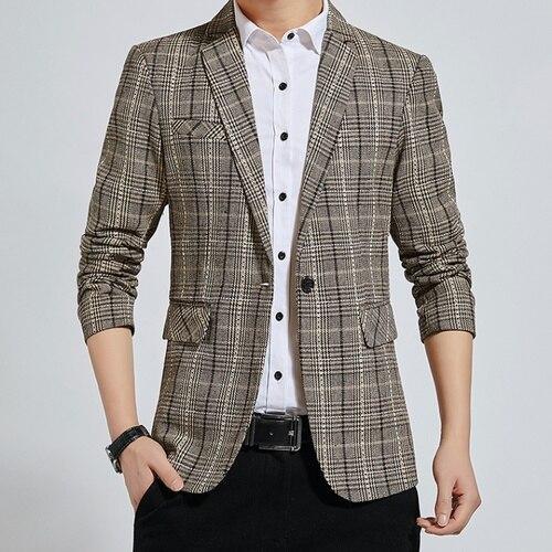 Legible Spring Autumn Men Blazer 2020 Casual Business Cotton Slim Fit Suit Jacket Male Plus Size M-5XL Blazer Masculino
