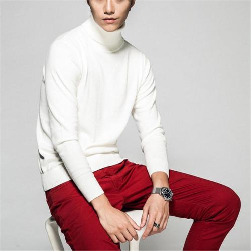 Casual Fashion Pure Color Cotton High-Collar Sweater