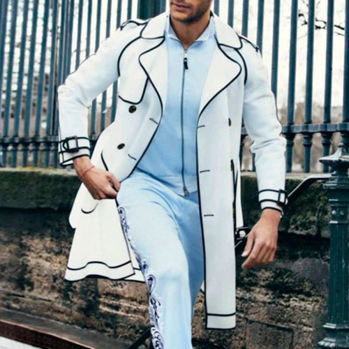 Men's Fashion Stitching Contrast Coat