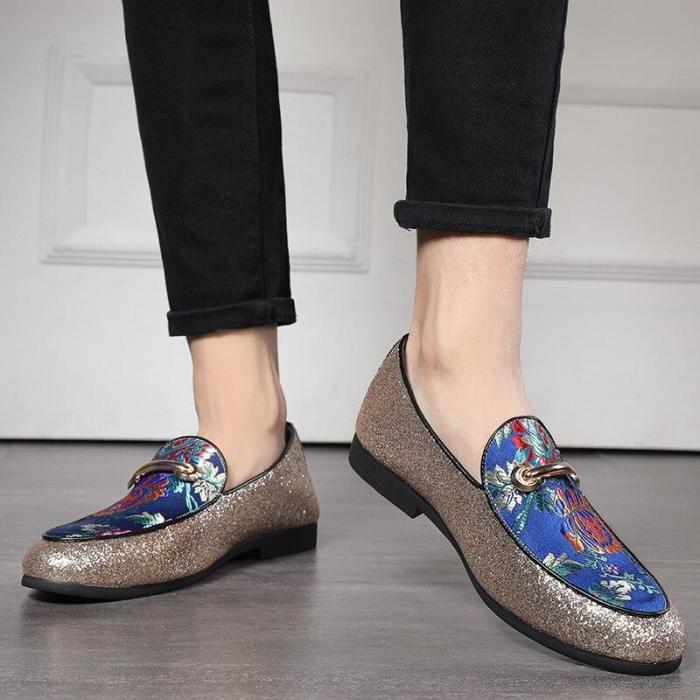 Fashion Loafers Brand Embroidered Dress Shoes