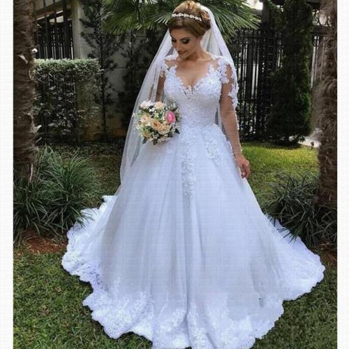 Vestido De Noiva Renda Wedding Gowns 2020 Robe Mariage Sexy Bohemian Long Sleeve Wedding Dress Bride Dress Casamento