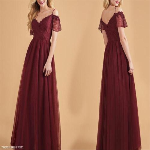 Elegant Noble Slim Plain Bouffant Braces Evening Dress