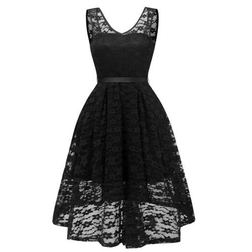 Vintage fashion Short Lace formal dress sleeveless evening dress elegant Party Dresses evening gown abendkleider