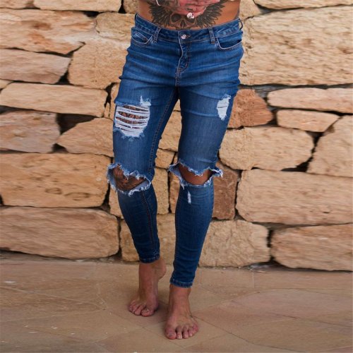 Solid Low Waist High Elastic jeans