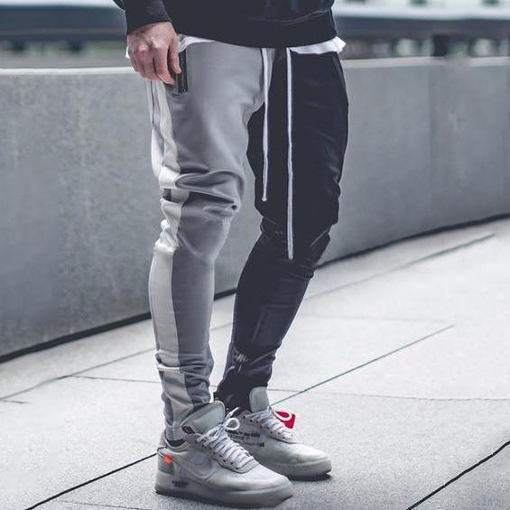Men's Color Matching Color   Zipper Casual Pants