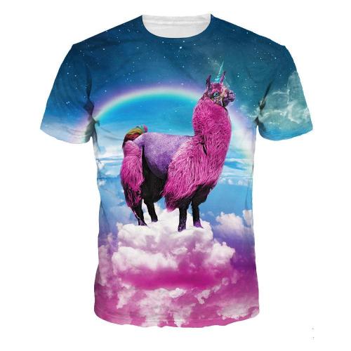 3D Unicorn Printed Casual Short Sleeve T-shirt