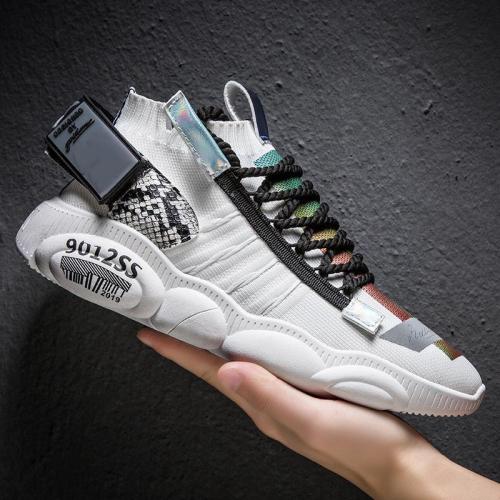 Fashion Men Trendy Colorful Patchwork High-top Letters Sneakers