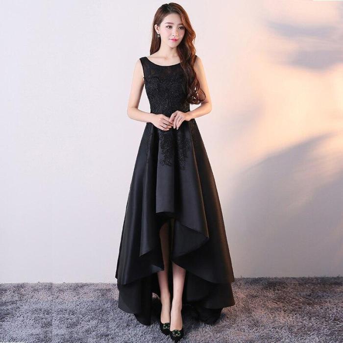 Evening dress female 2020 new simple and elegant temperament black long banquet noble host lady dress
