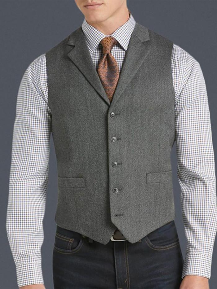 Classic casual solid color lapel vest