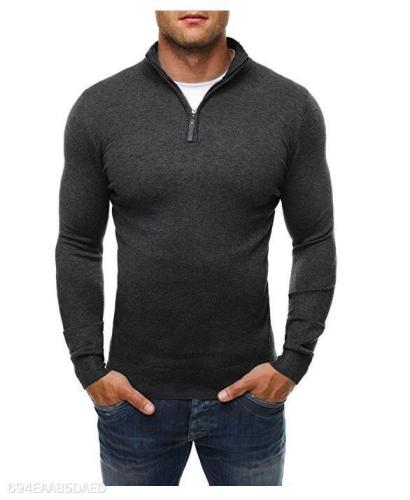 Basic Zipper High Collar Men's Sweater
