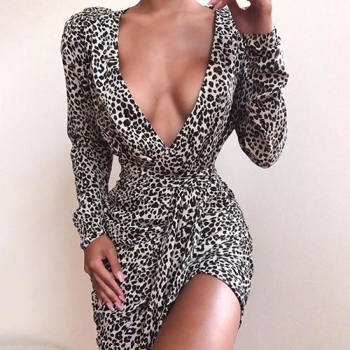 Ladies Sexy Deep V Lace Up Dress
