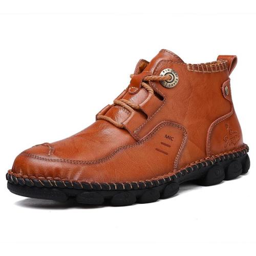 Men's Ankle Leather Boots 2019 Autumn Winter Men Shoes Quality Real Leather Men Vintage British Military Boots Plus Size 38-48