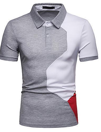 Men Color Block Collar Slim Polo Shirt