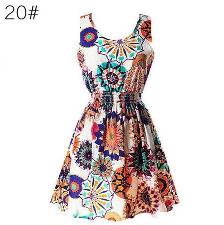 20 Colors Casual Women Sexy Chiffon Dress Sleeveless Sundress Print Beach Floral Tank Mini Dresses Vestidos