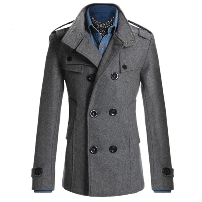 Men Coat Jacket Warm Winter Trench Clothes Long Outwear Button Overcoat Male Casual Windbreaker Overcoat Jackets Wool Blends