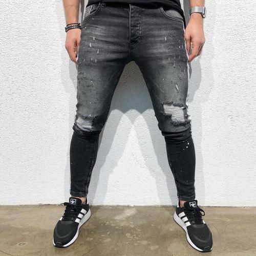 Fashion new black slim printed jeans