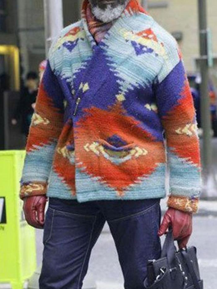 Casual colorblock pocket knit men's top