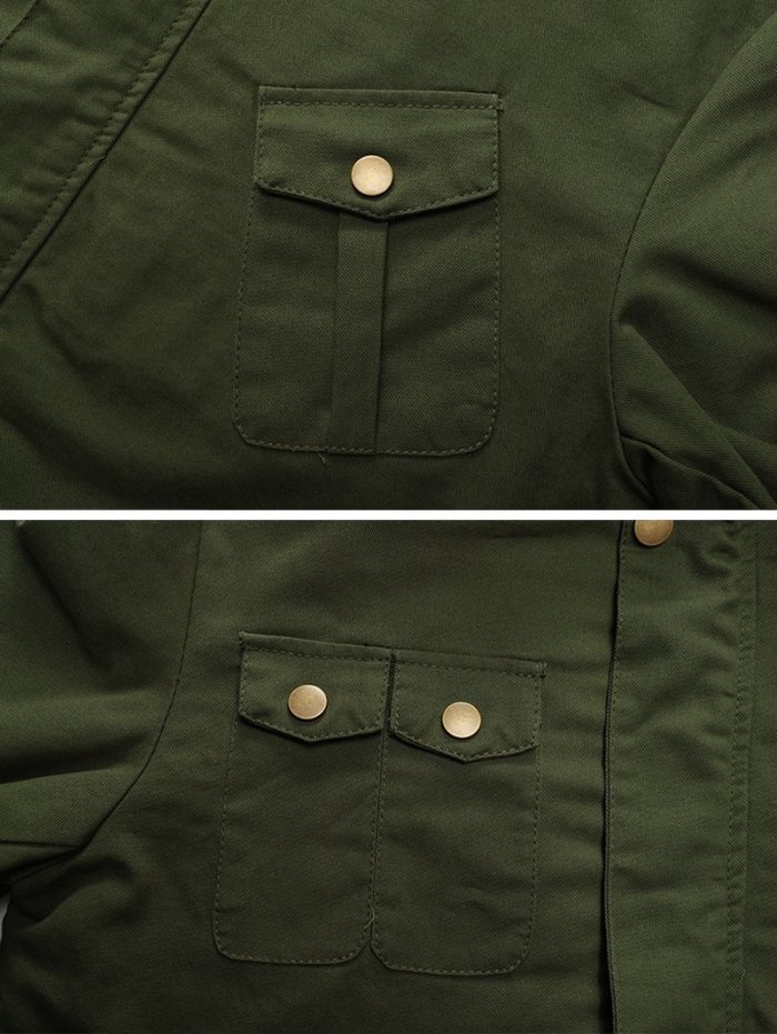 Men's Detachable Hooded Multi Pocket Military Jacket