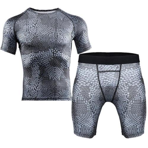 New Sports T-Shirt Men's Suits Short Sleeve T-Shirt 2Pcs/Set Shirts Running Tops+Men Casual Shorts Suit For Soccer Play Running