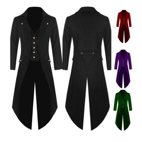 Adult Men Victorian Costume 4 Colors Tuxedoed Tailcoat Gothic Steampunk Trench Coat Frock Outfit Overcoat Uniform Tailcoat Party