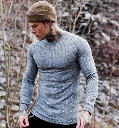 Cheap Mens Fitting long-Sleeved Round Neck T-shirts