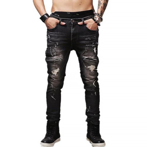 Solid Casual Pocket Mid Waist Frazzle Jeans