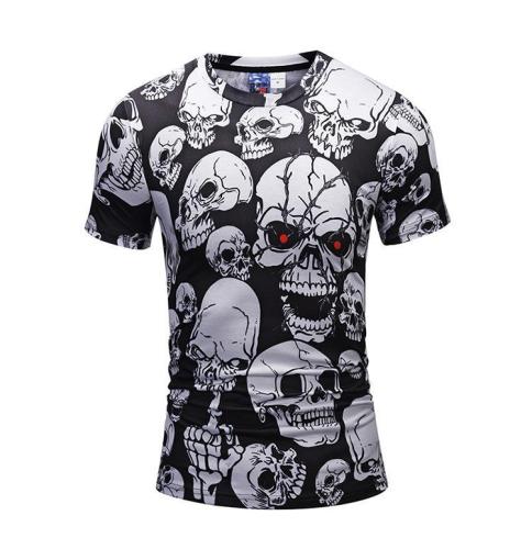 Halloween Men's 3D Skull Print Casual T-shirt