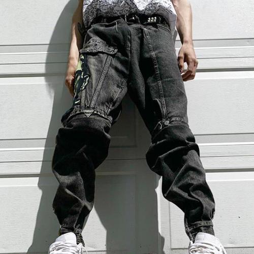 Black casual loose mens trousers TT010