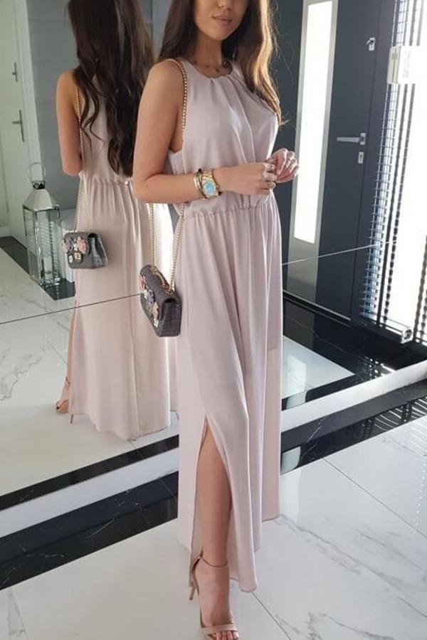Sexy Fashion Pink Sleeveless Maxi Dress