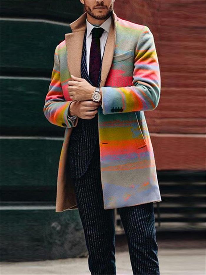 Business Rainbow Print Lapel Jacket