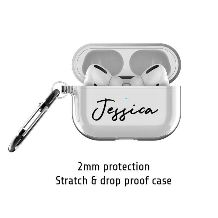 Custom Name Clear AirPods Pro Case Shockproof Cover Set