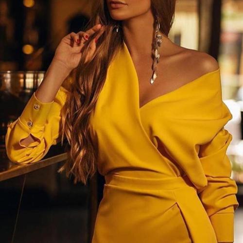 Women's Sexy Off-Shoulder Solid Color Irregular Dress