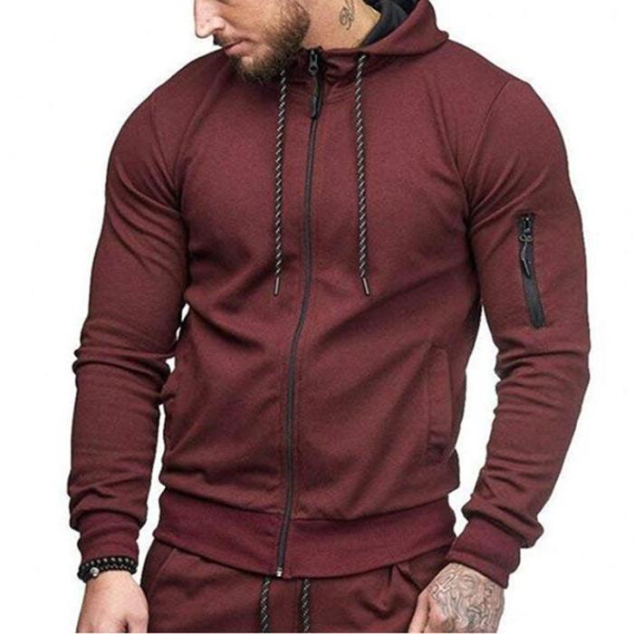 Men's Sports Cardigan Sweater Arm Zipper Fashion Casual Jacket Top